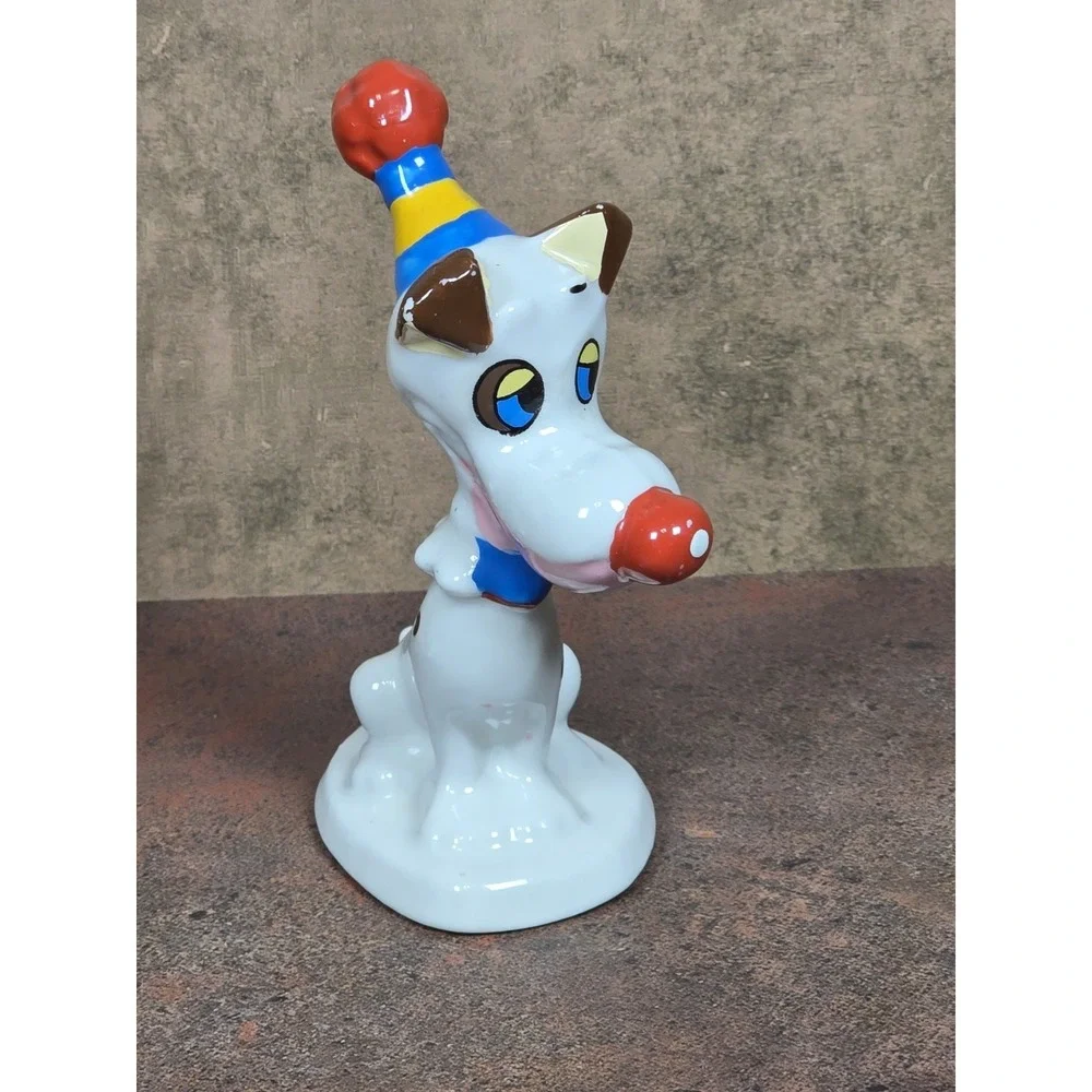 Vintage EDASA Brazil Ceramic Clown Dog Figurine, Mid-Century Whimsical 4.5
